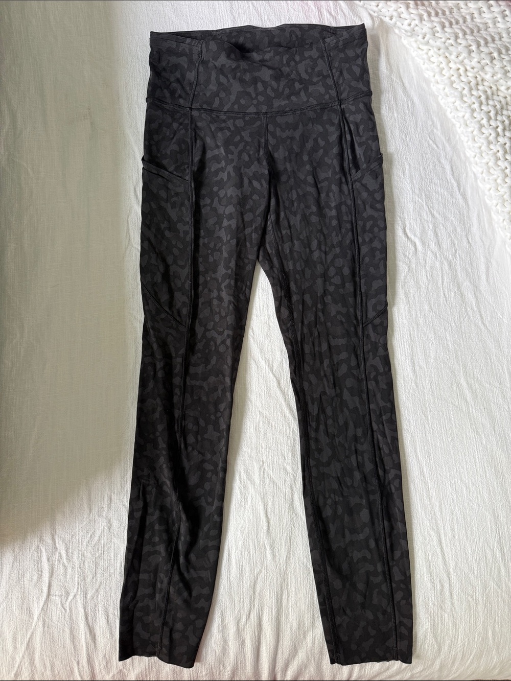 Lululemon Black leopard Patterned Fast & Free Leggings